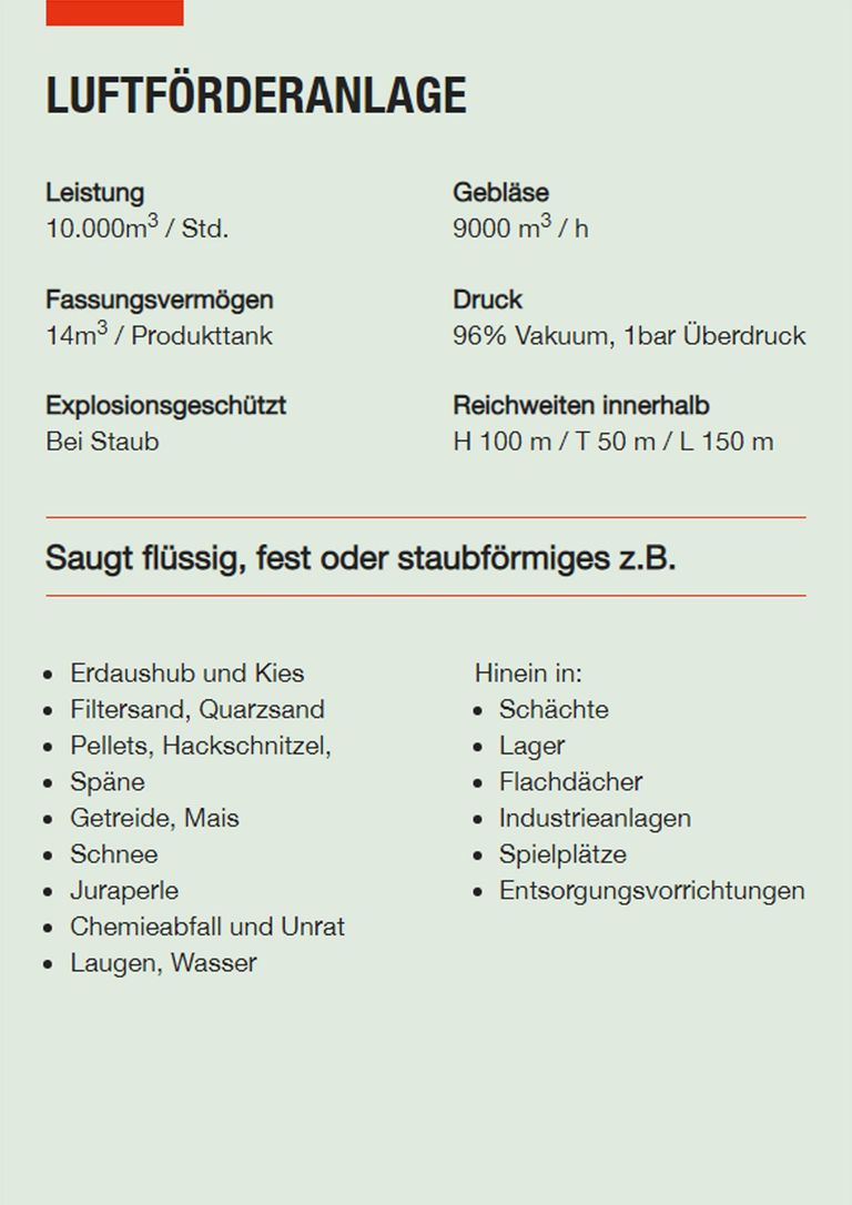 Saugbagger Kelkheim - Technische Daten LFA